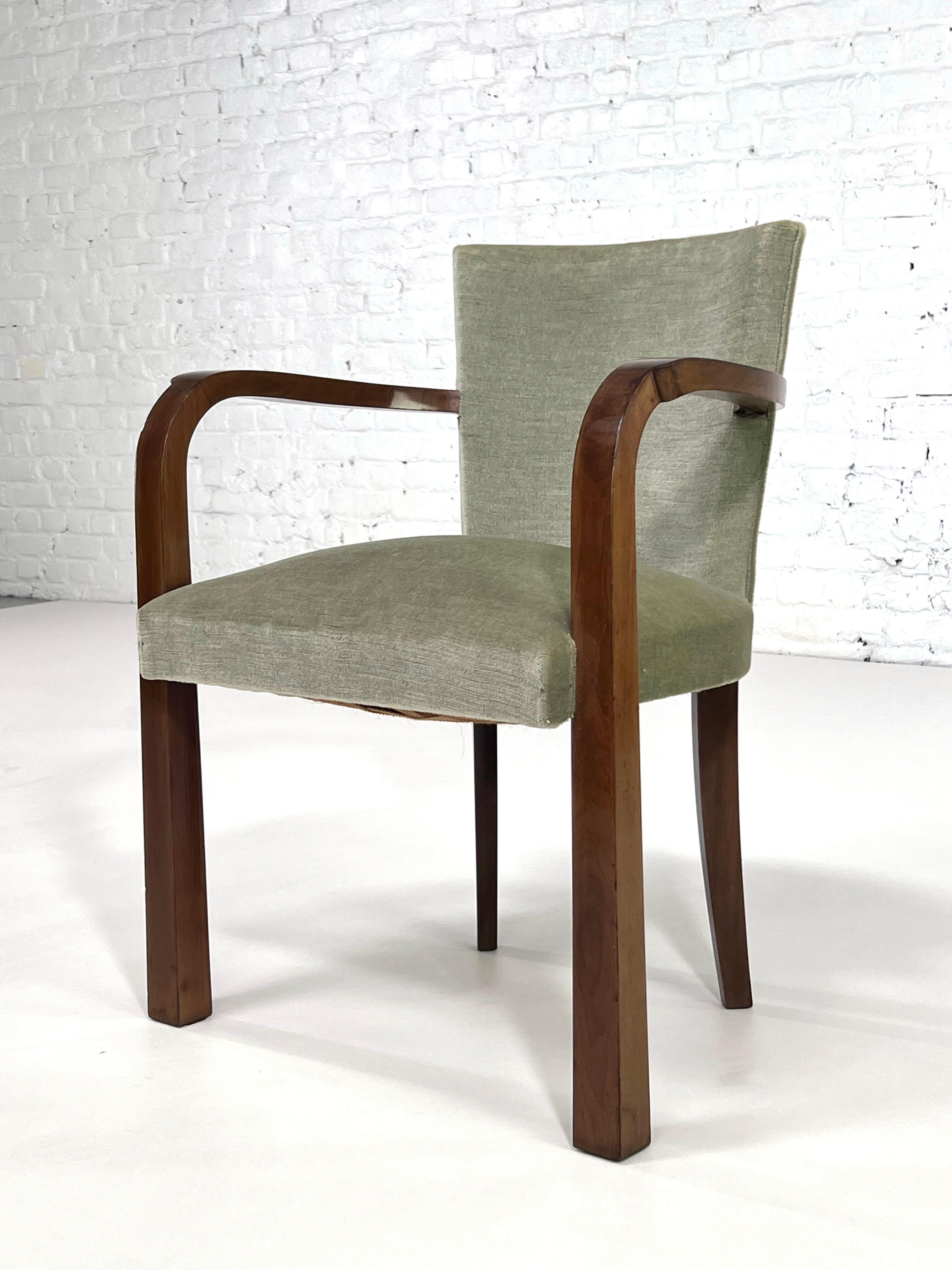 Pair of armchairs art deco 30/40 in wood and velvet