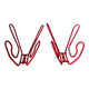 Pair of red metal wall hooks