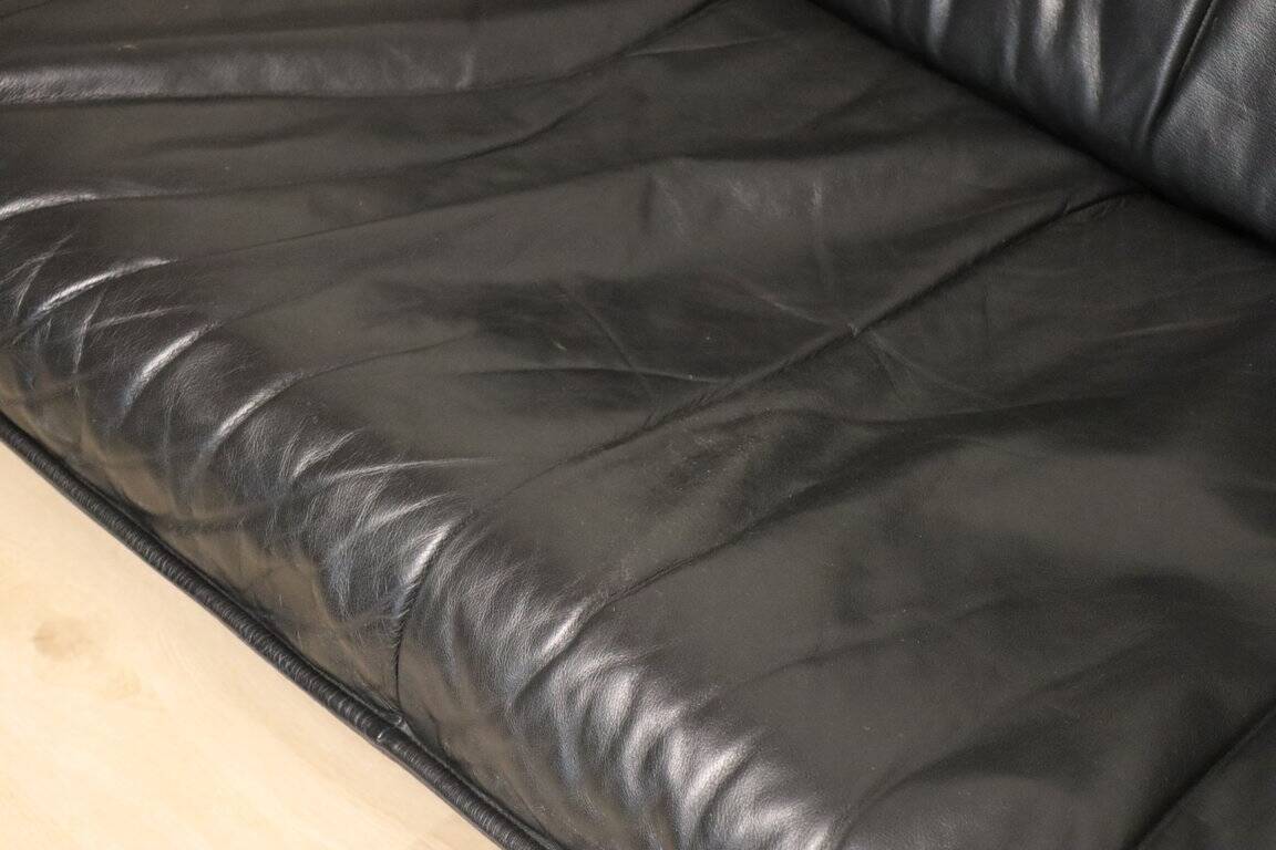 Vintage sofa by Johan Bertil Häggström for Ikéa in leather and chrome metal, 1970s