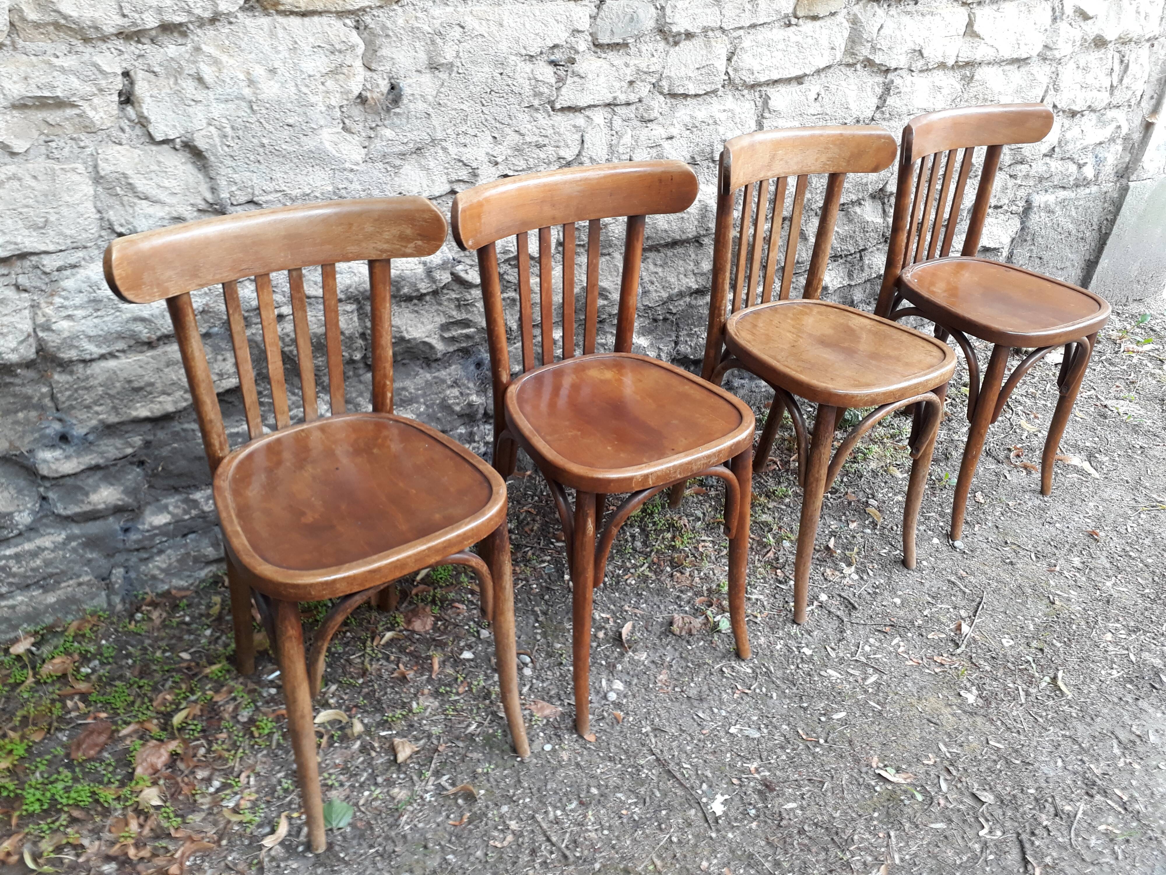 Series of 4 chairs bistro Mahieu 50s