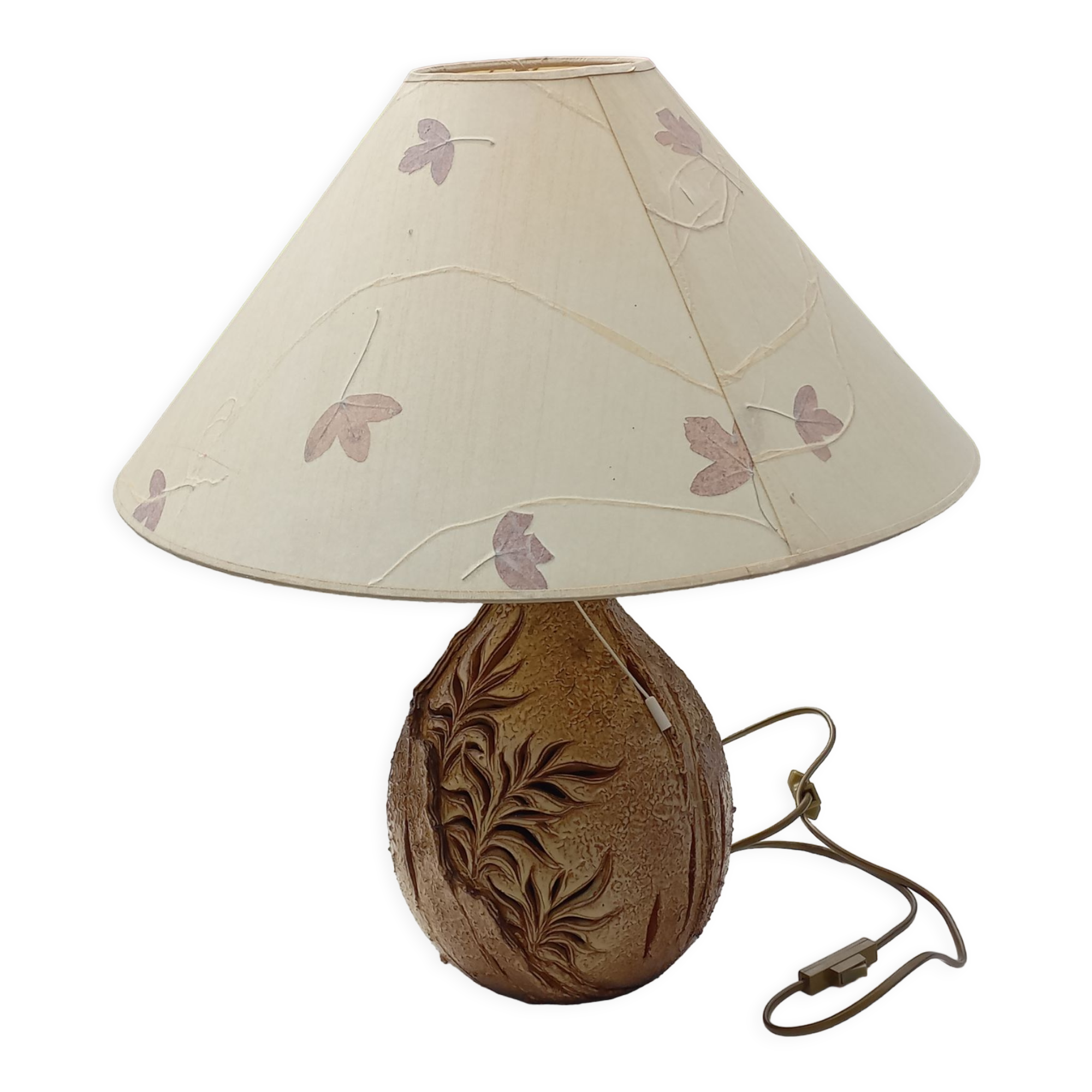 Ceramic lamp by Vallauris Fonck and Matéo lampshade of origin