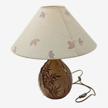 Ceramic lamp by Vallauris Fonck and Matéo lampshade of origin