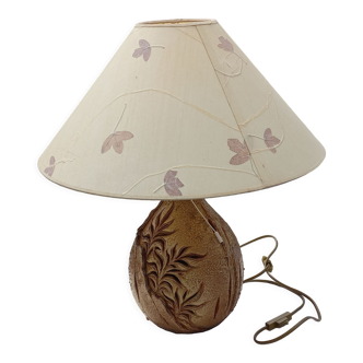 Ceramic lamp by Vallauris Fonck and Matéo lampshade of origin