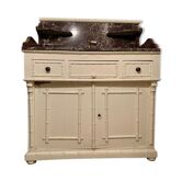 Bathroom furniture, marble top, simple vasque and vintage faucet