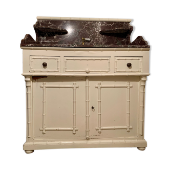 Bathroom furniture, marble top, simple vasque and vintage faucet