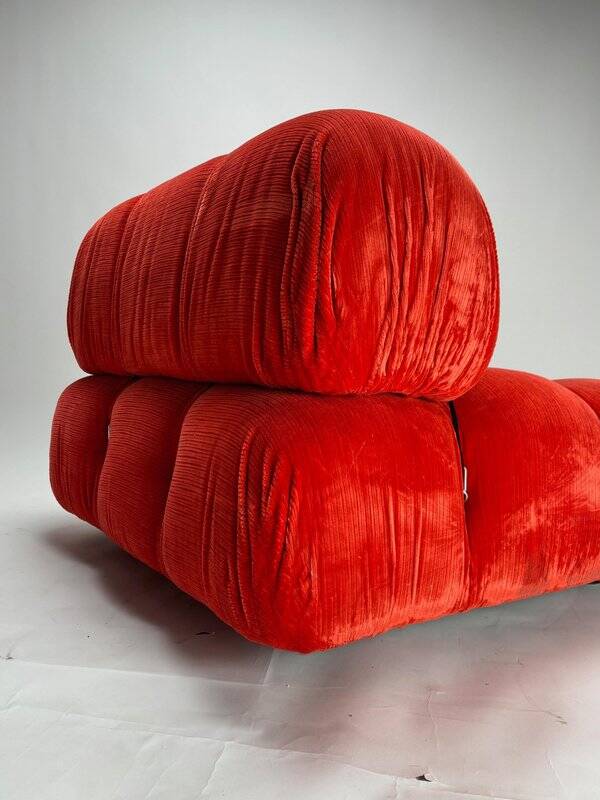 Vintage Modular Sofa in Original Velvet by Mario Bellini for C&B Italia, 1973, Set of 2