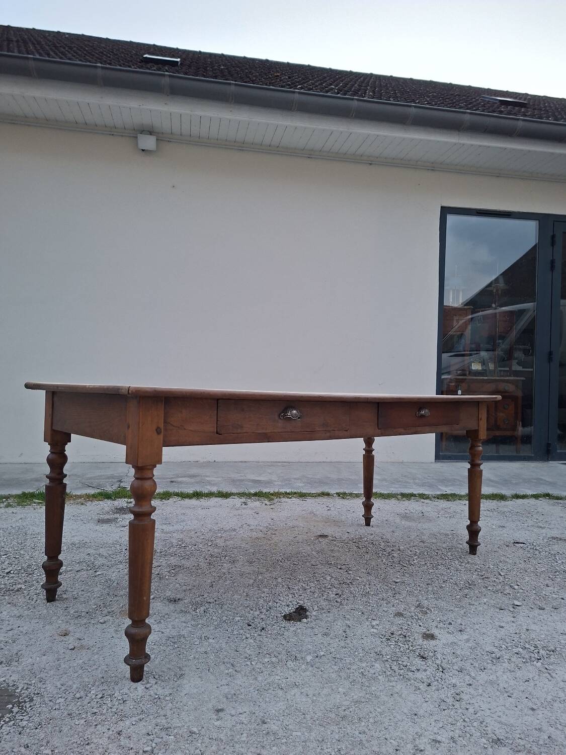 Old shop/work table with 2 drawers, Louis Philippe legs.