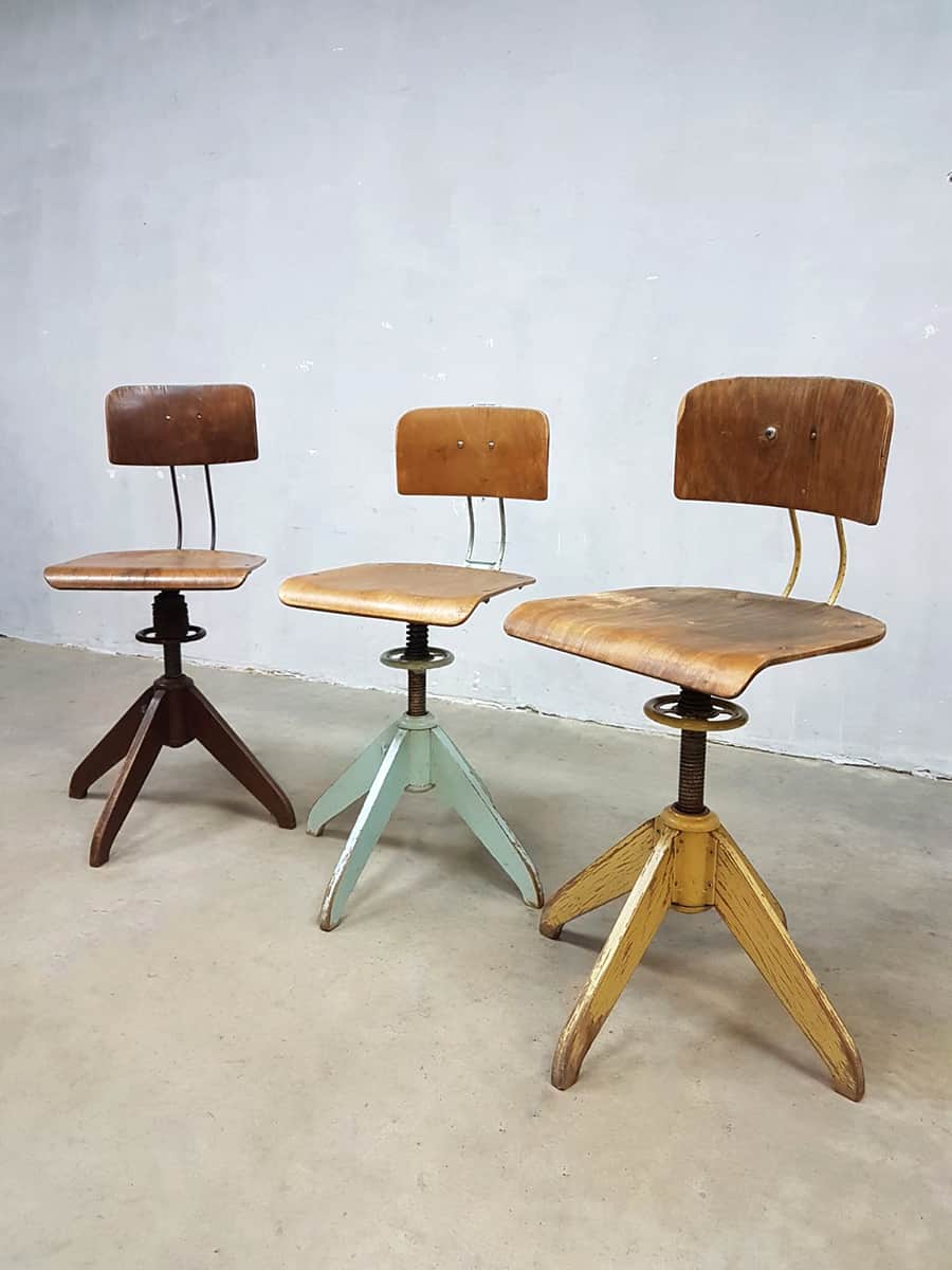 Bemefa vintage industrial workshop chairs desk chair factory stools Rowac