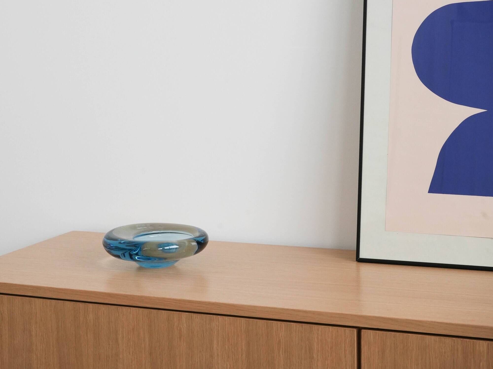 Glass platter, Danish design, 1960s, manufacturer: Holmegaard, designer: Pe