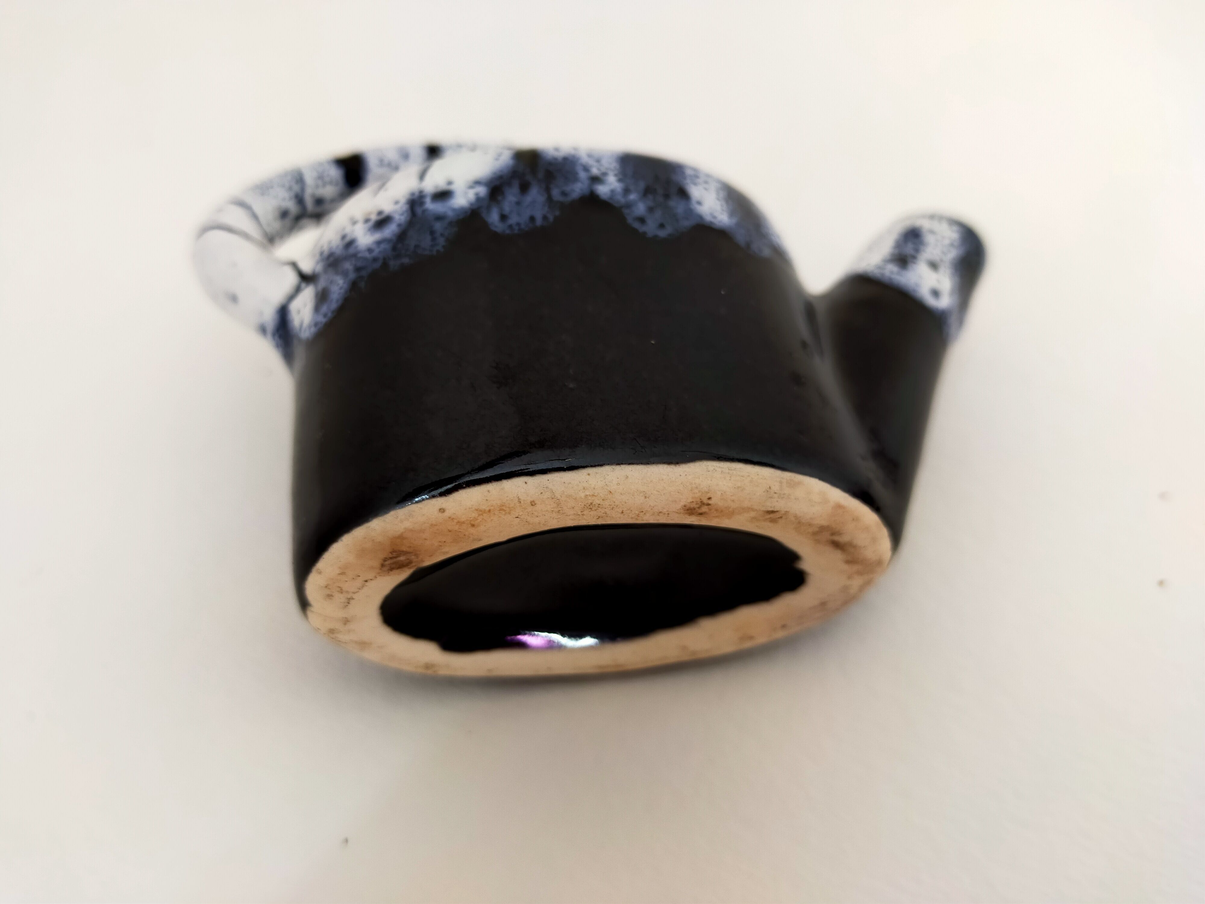 picnic blue ceramic watering can