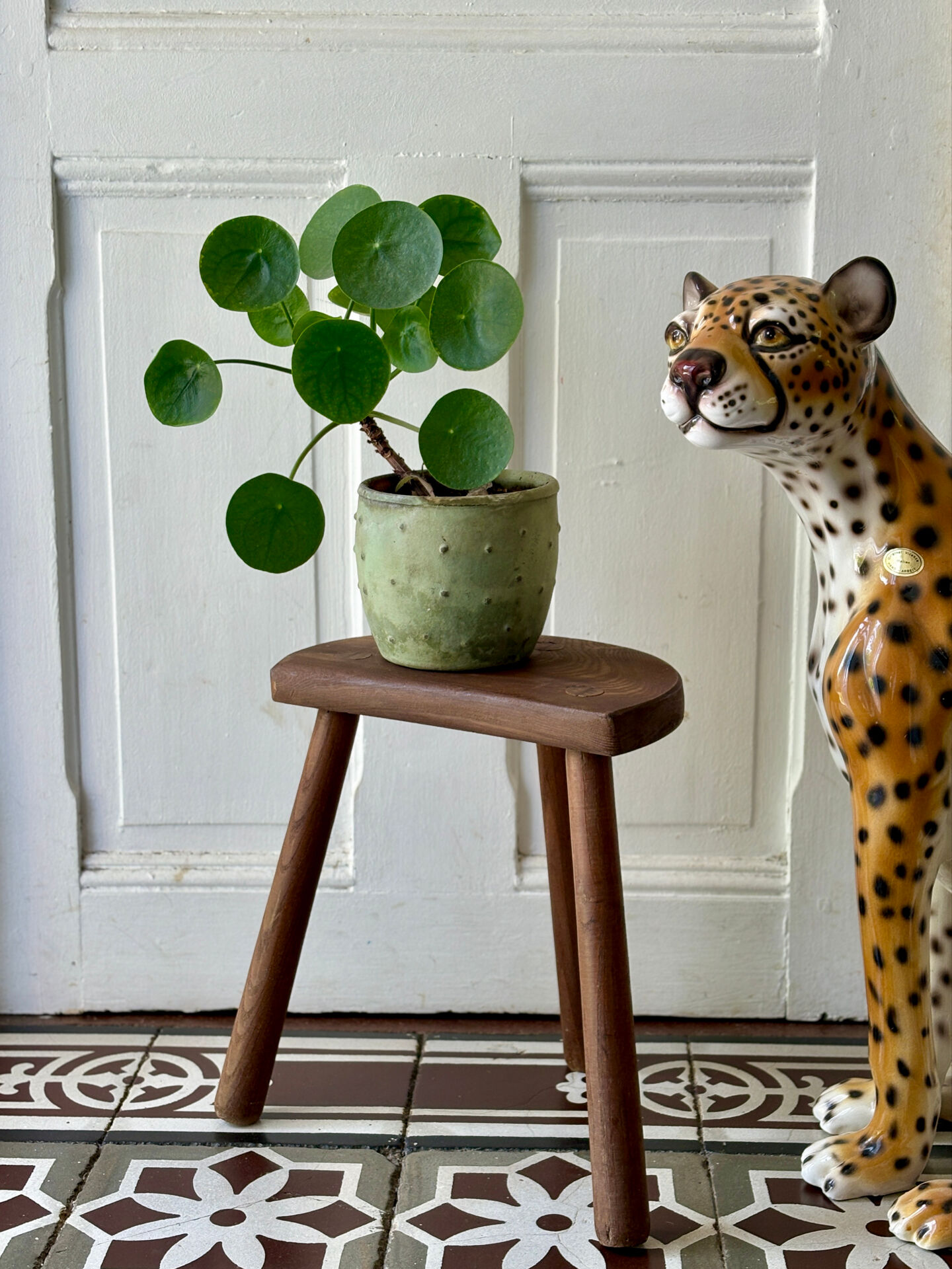 Tabouret tripode vintage en bois