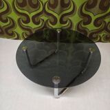 Vintage 1970s smoked glass chrome coffee table