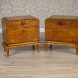 Early 20th Century Nightstands Veneered with Karelian Birch, 1950s, Set of 2