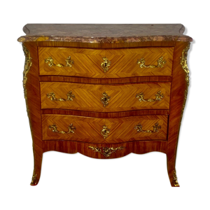 Commode style louis XV - marqueterie bois