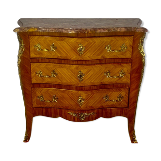 Louis XV style chest of drawers, with precious wood marquetry
