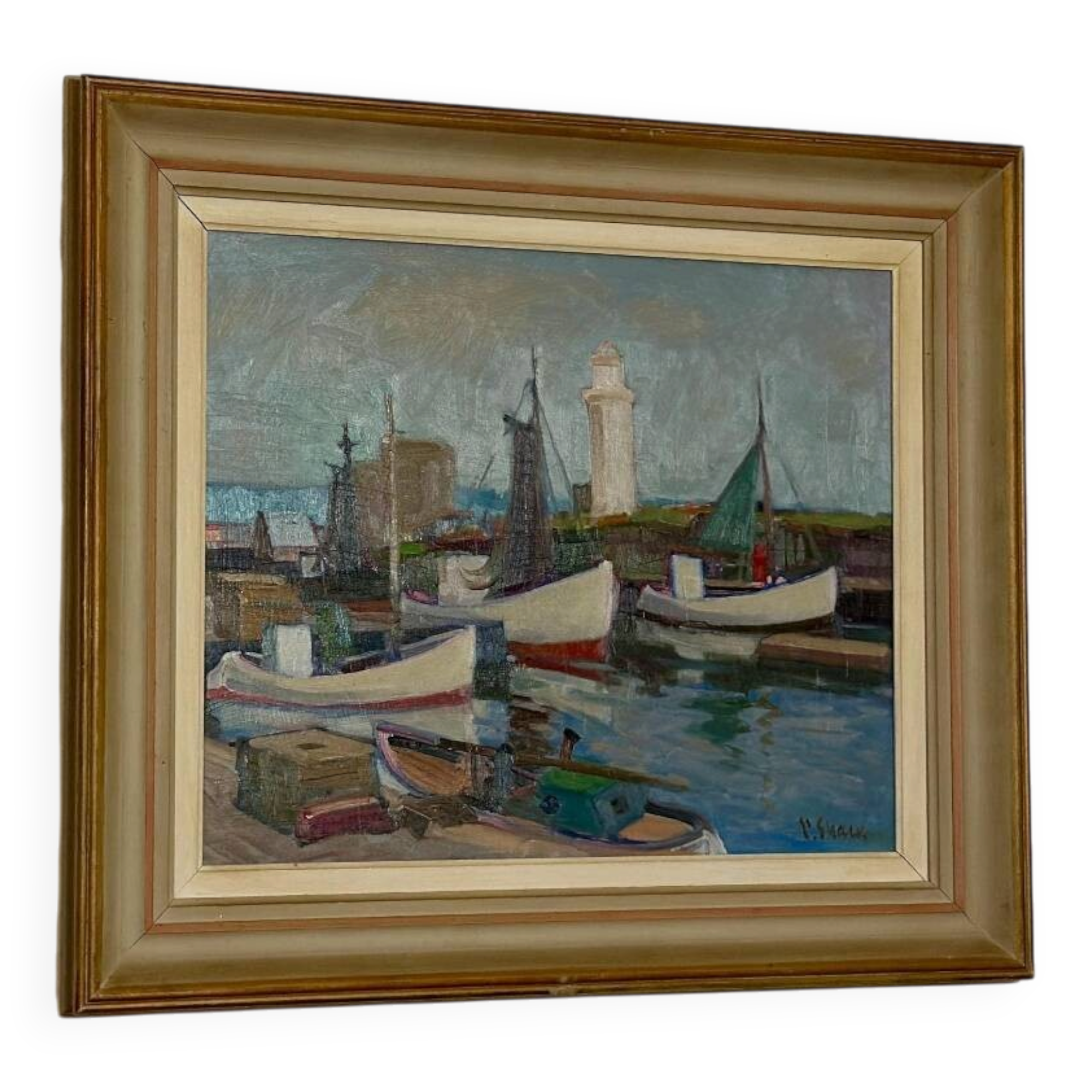 Huile su panneau suédois – « Bateaux » par Eskil Skans