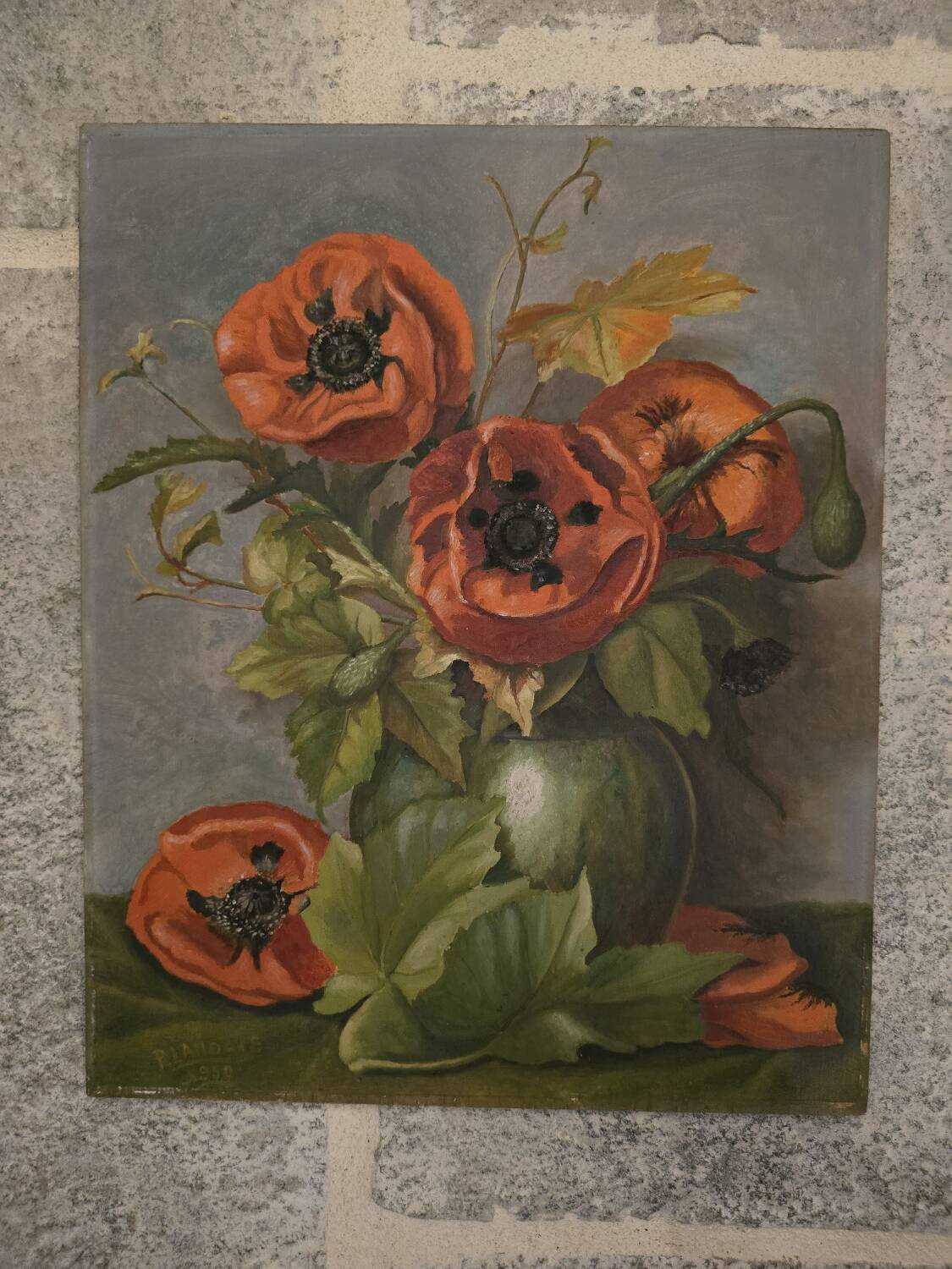 Oil on panel poppies