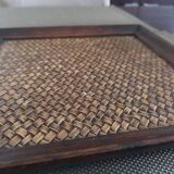 Tray in wood and woven rattan - 1st half of the 20th century