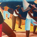Brazilian fishing scene "Puxada de rede" signed