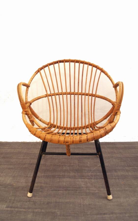 Rohe Noordwolde rattan vintage sixties design armchair