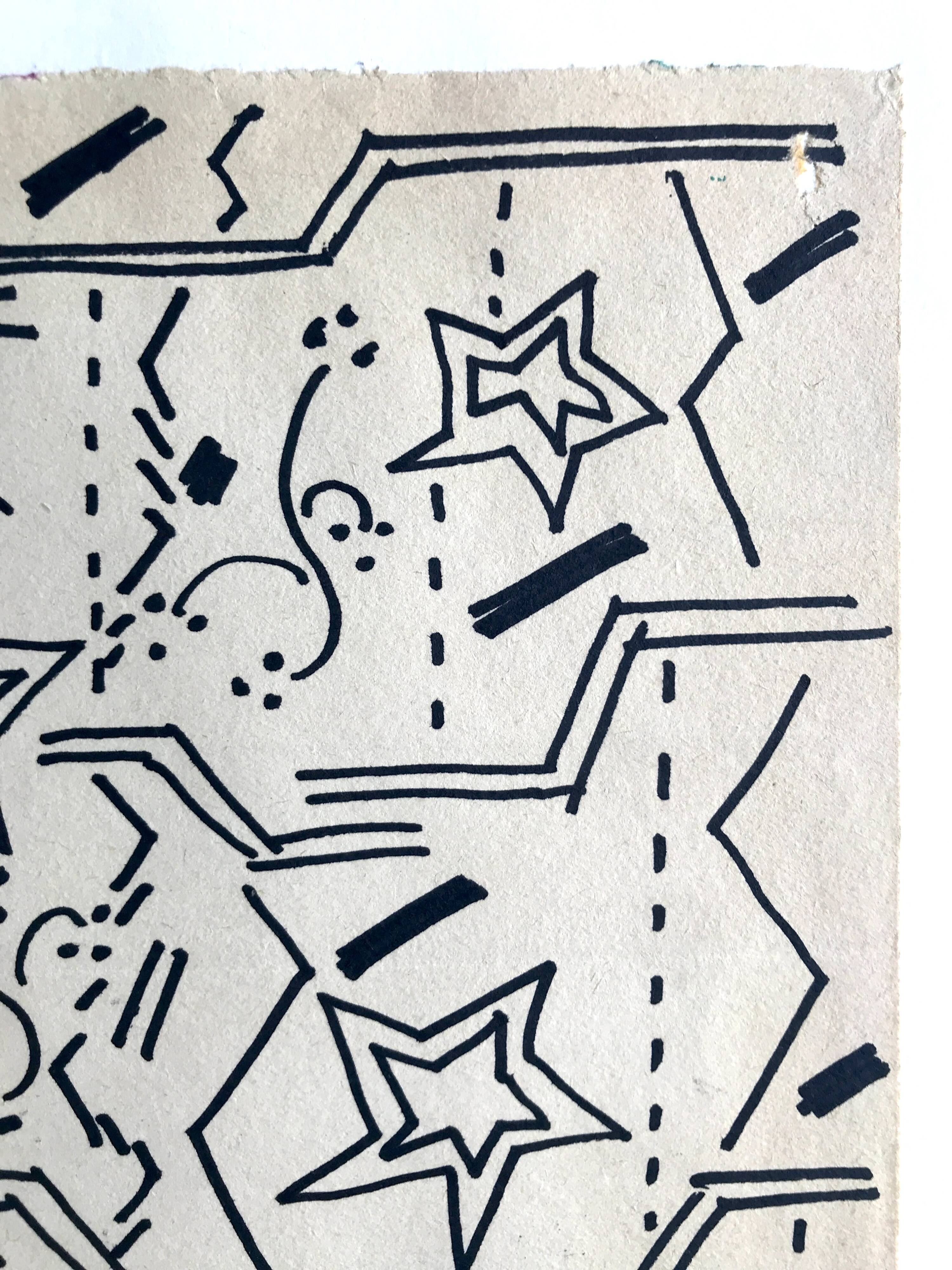 Elie dayan, untitled (abstract composition 1). felt pen on paper