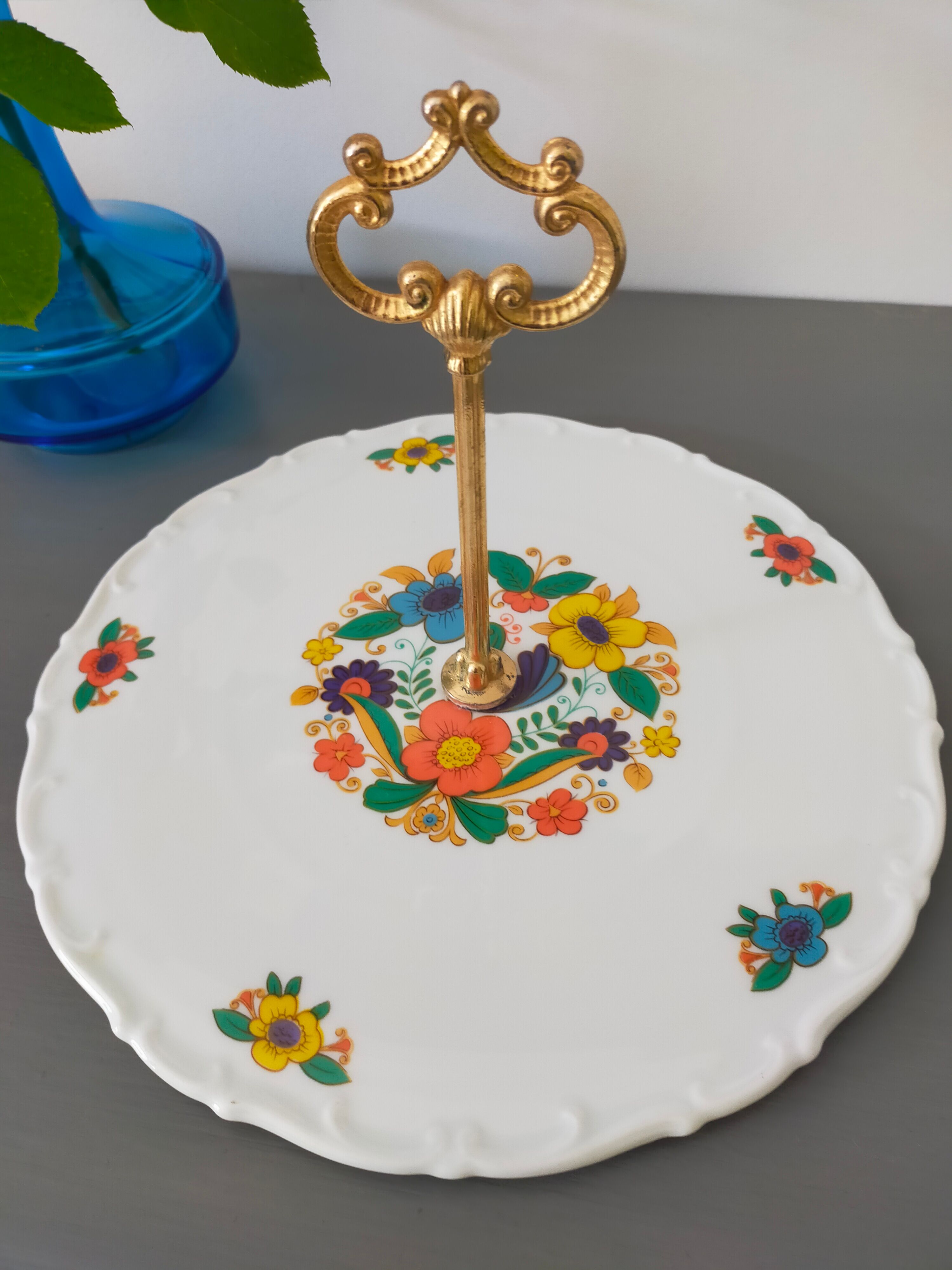 Vintage cake stand, old cake server, cake tray, Royal Tettau Bavaria