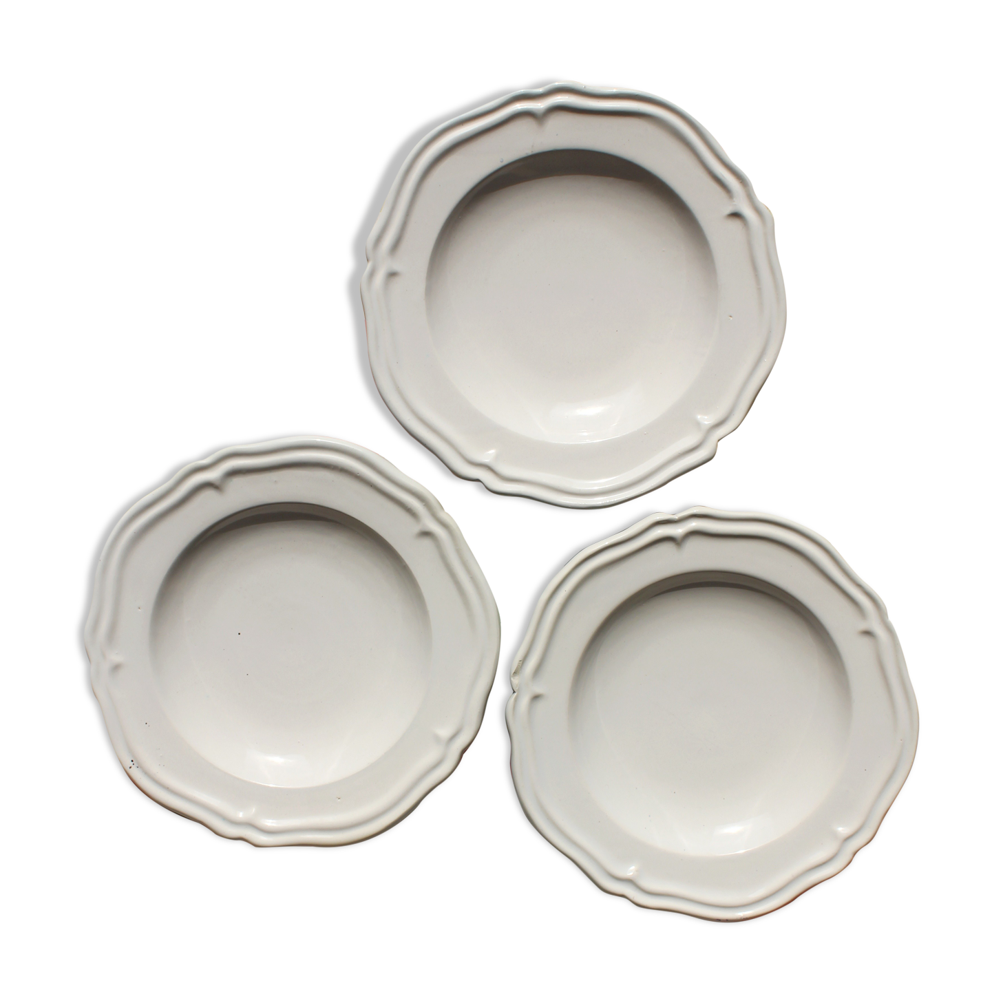 3 hollow white plates Cerenne Vallauris