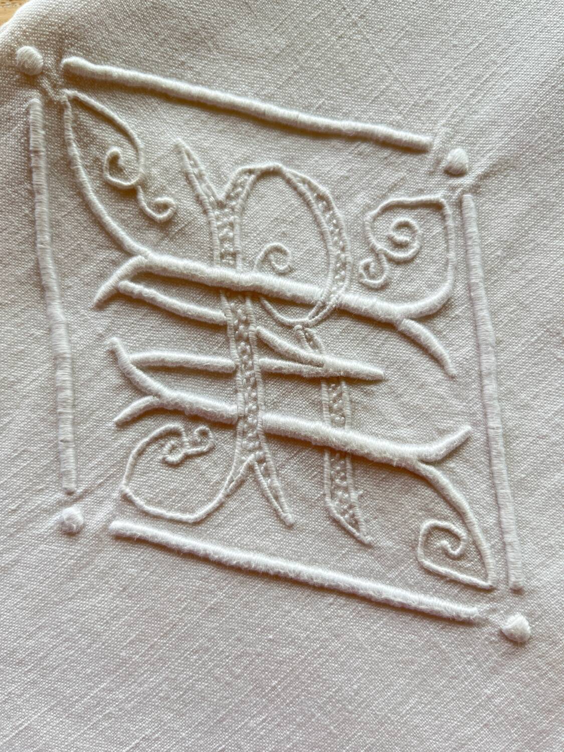 Large antique monogrammed flat sheet