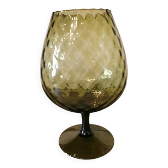 Vase tulipe vintage verre ambré