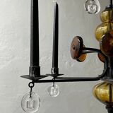 Art glass chandelier | Erik Höglund for Boda | Sweden | 1970s