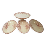 Antique service, fruit dish and 3 oval platters, ironstone