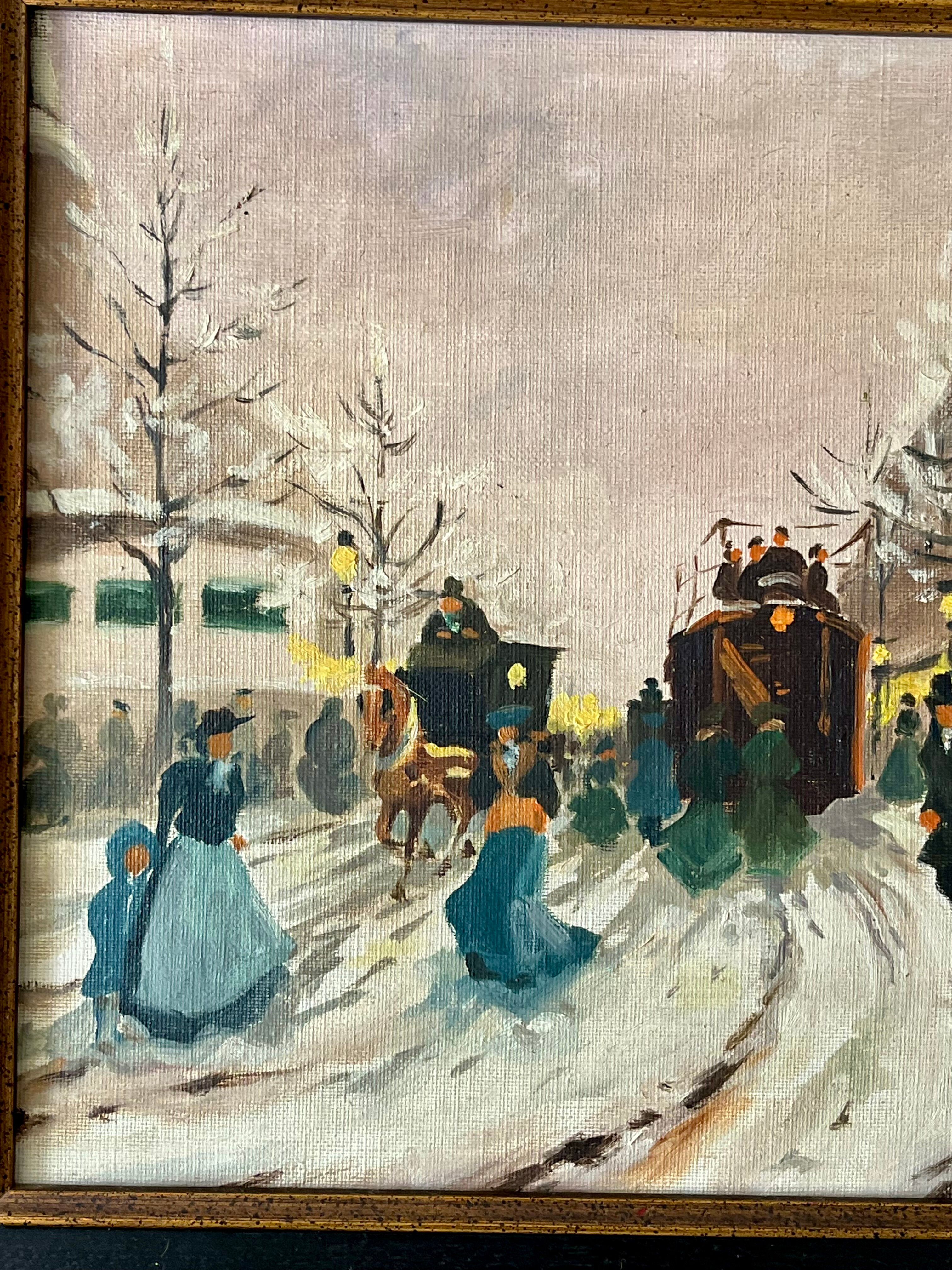 Tableau, lively street in Paris