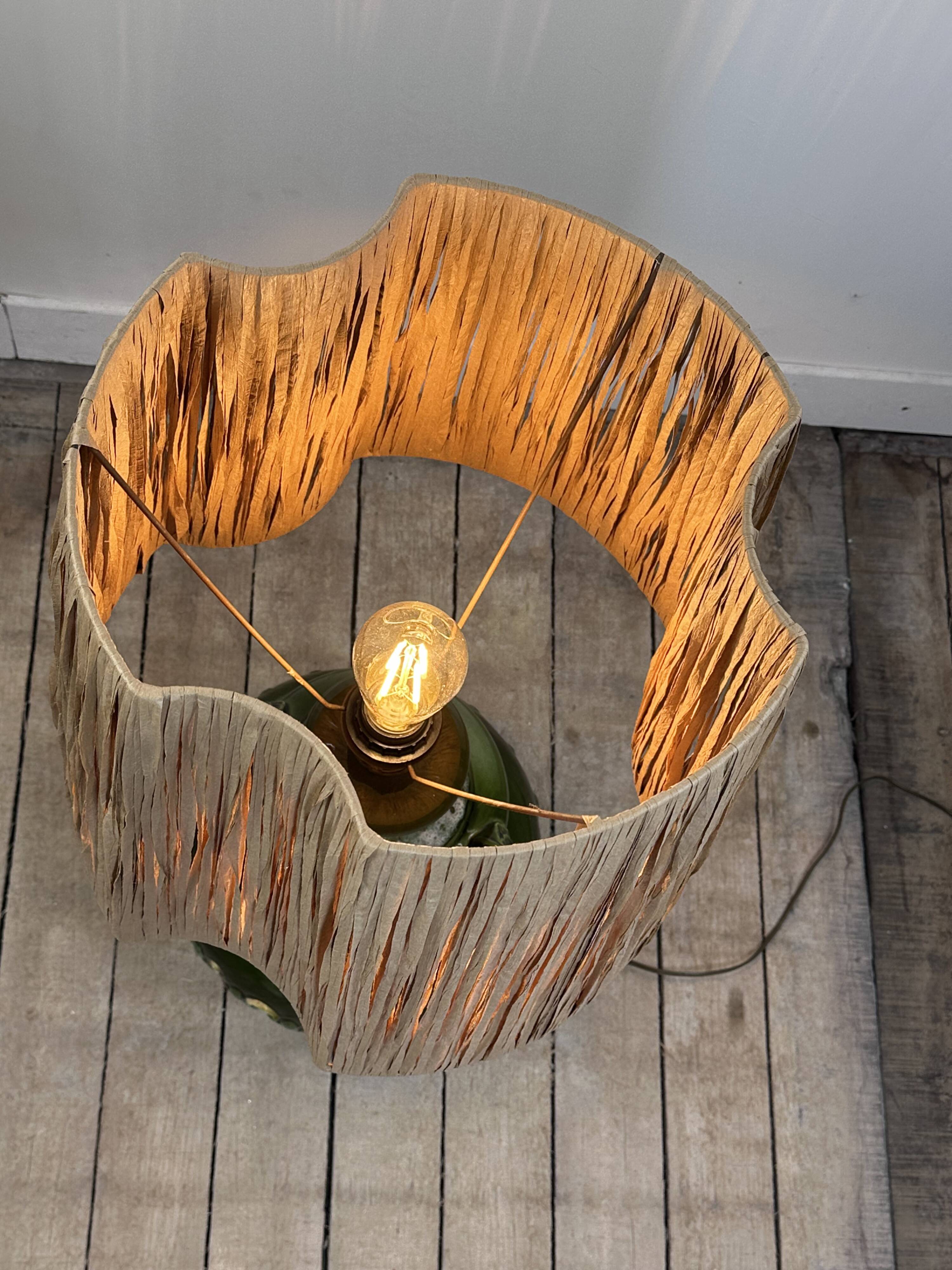 Vintage 1960s shaded green ceramic lamp