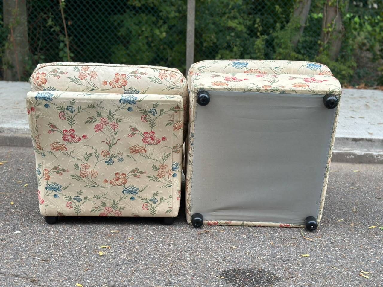 2 modular vintage bench armchairs with floral pattern – Cottage Style