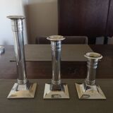 Suite of three neoclassical candle holders in silver bronze - Art Deco - 1920s/1930s