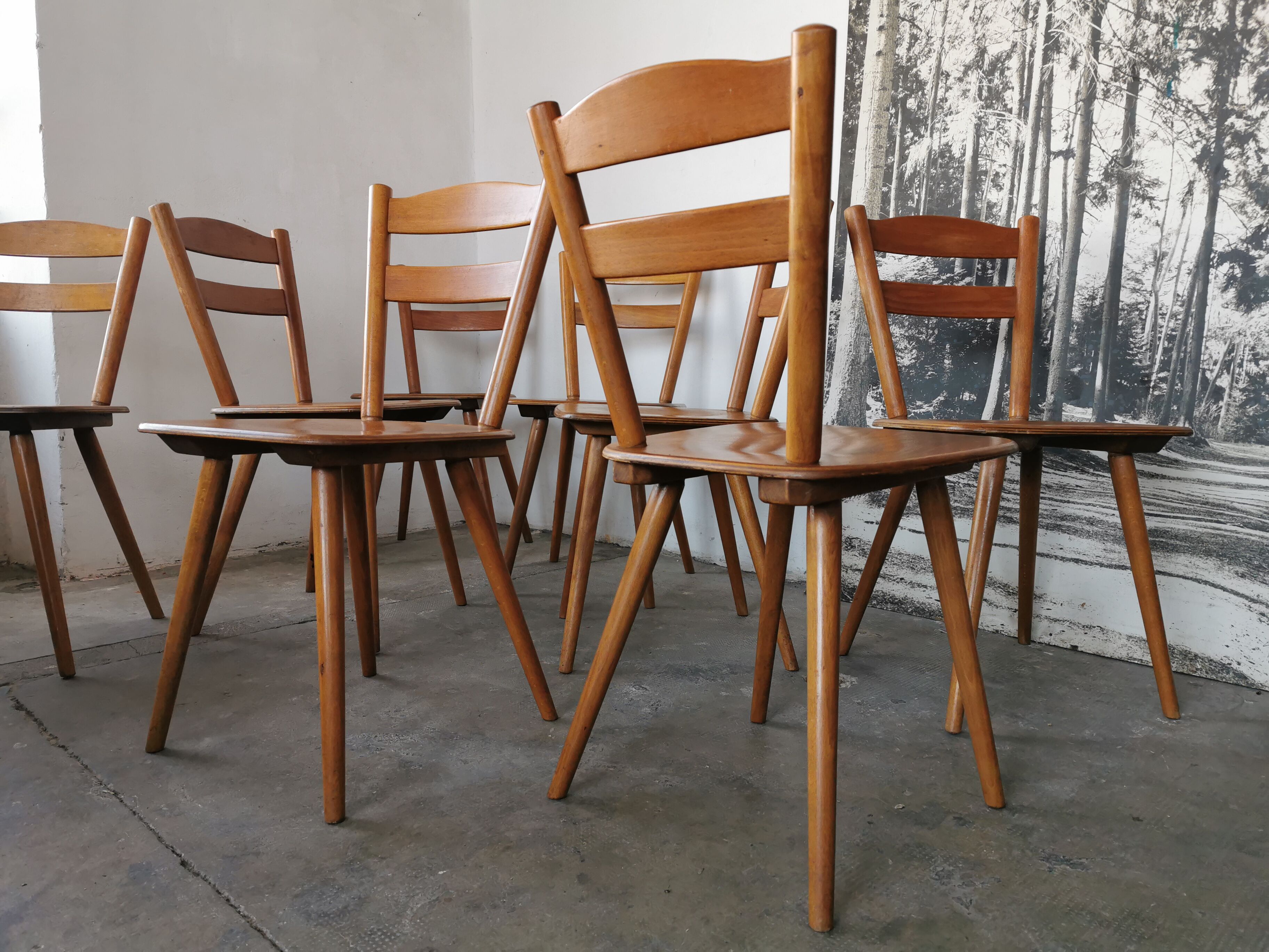 Set of 6 vintage chairs 1960 bistro