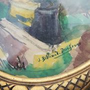 2 old framed oval paintings signed J Billiard Duchesne