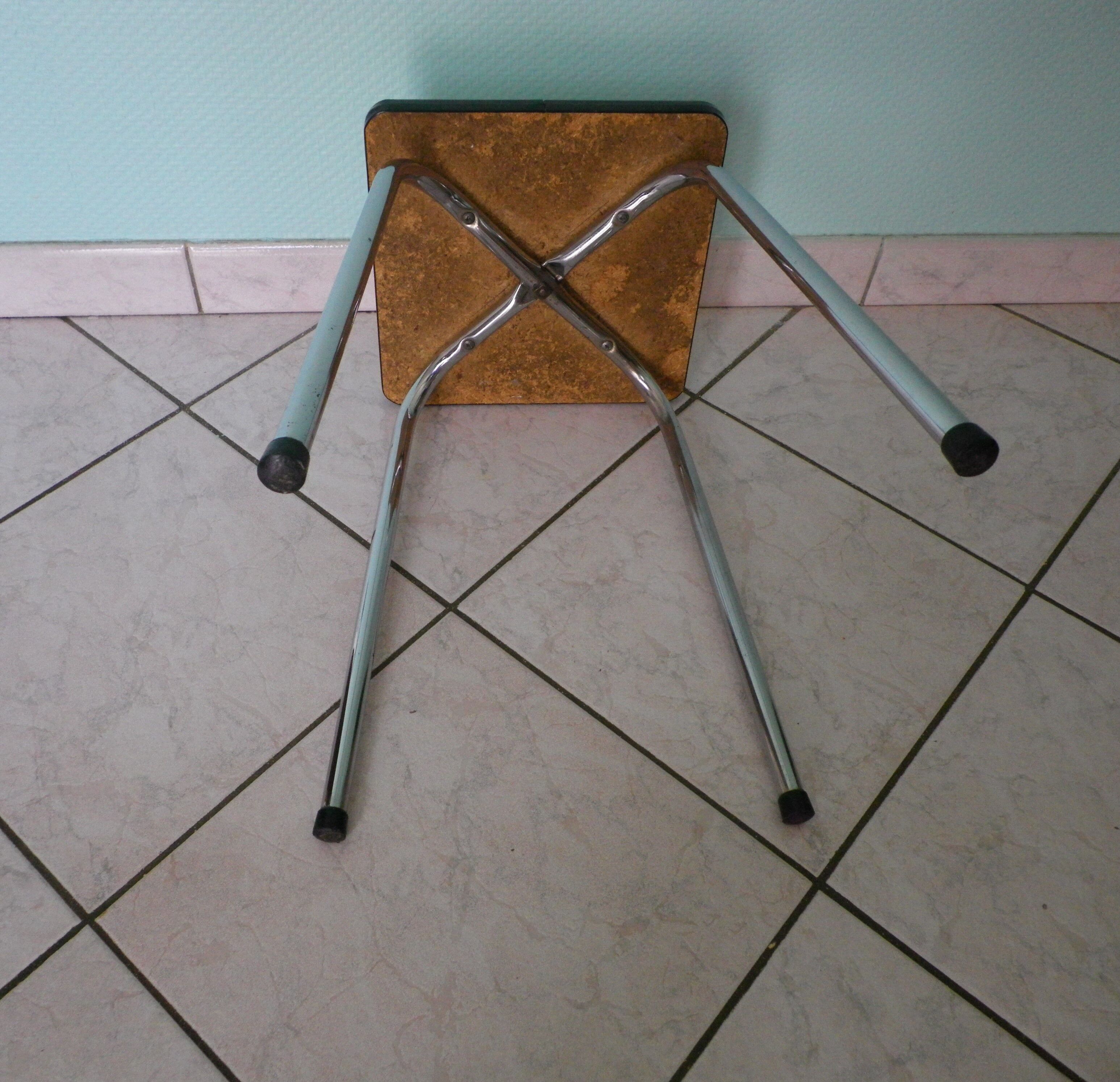 White formica stool with gray zebras from the 60s
