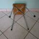White formica stool with gray zebras from the 60s