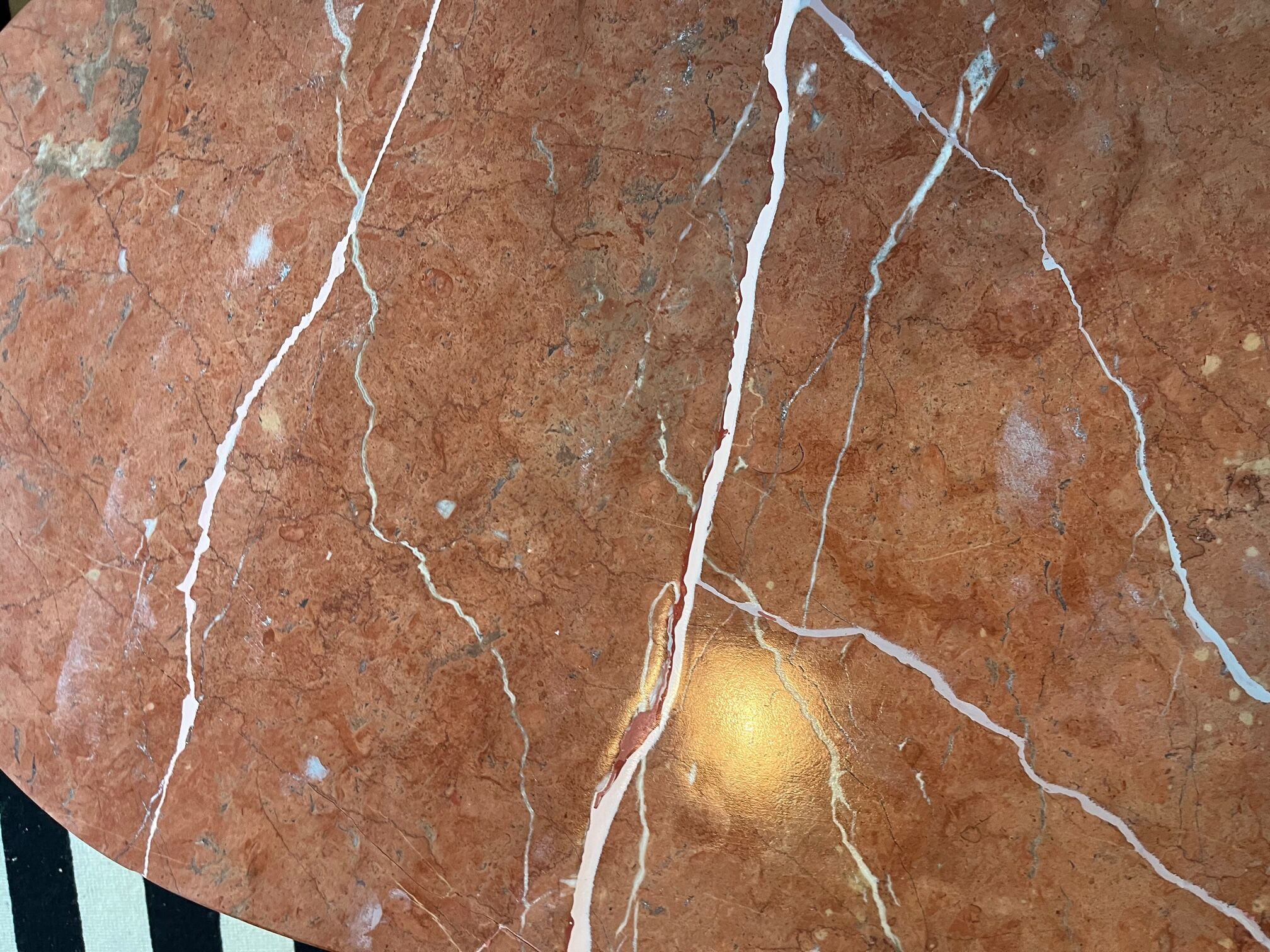 Terracotta marble coffee table and steel legs