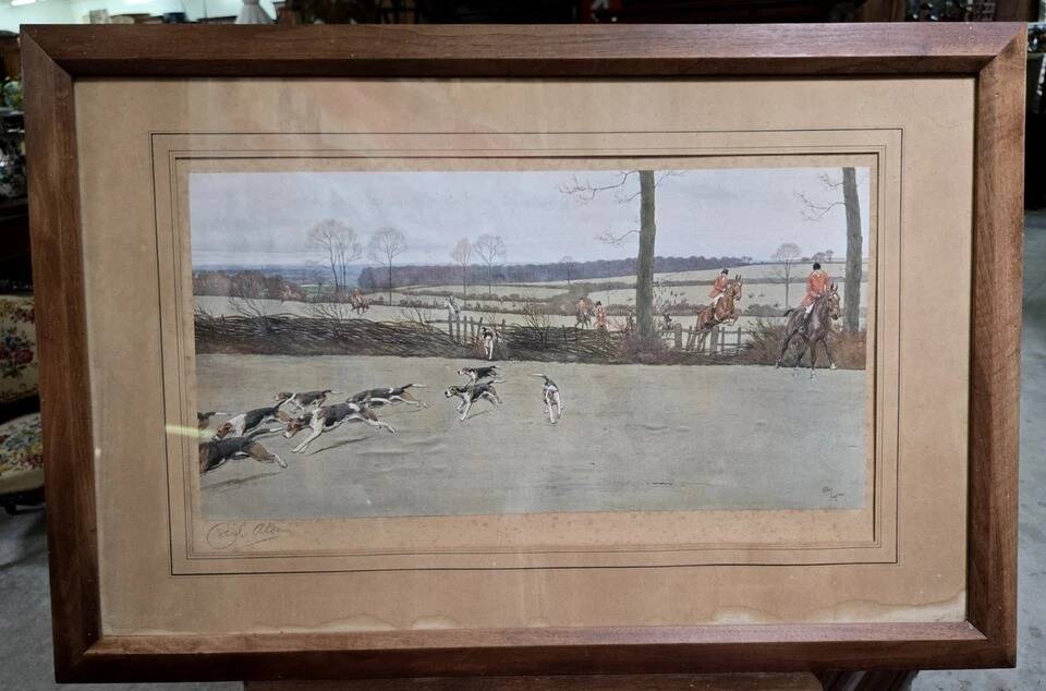 Watercolour engraving by Cecil Aldin, famous British artist.