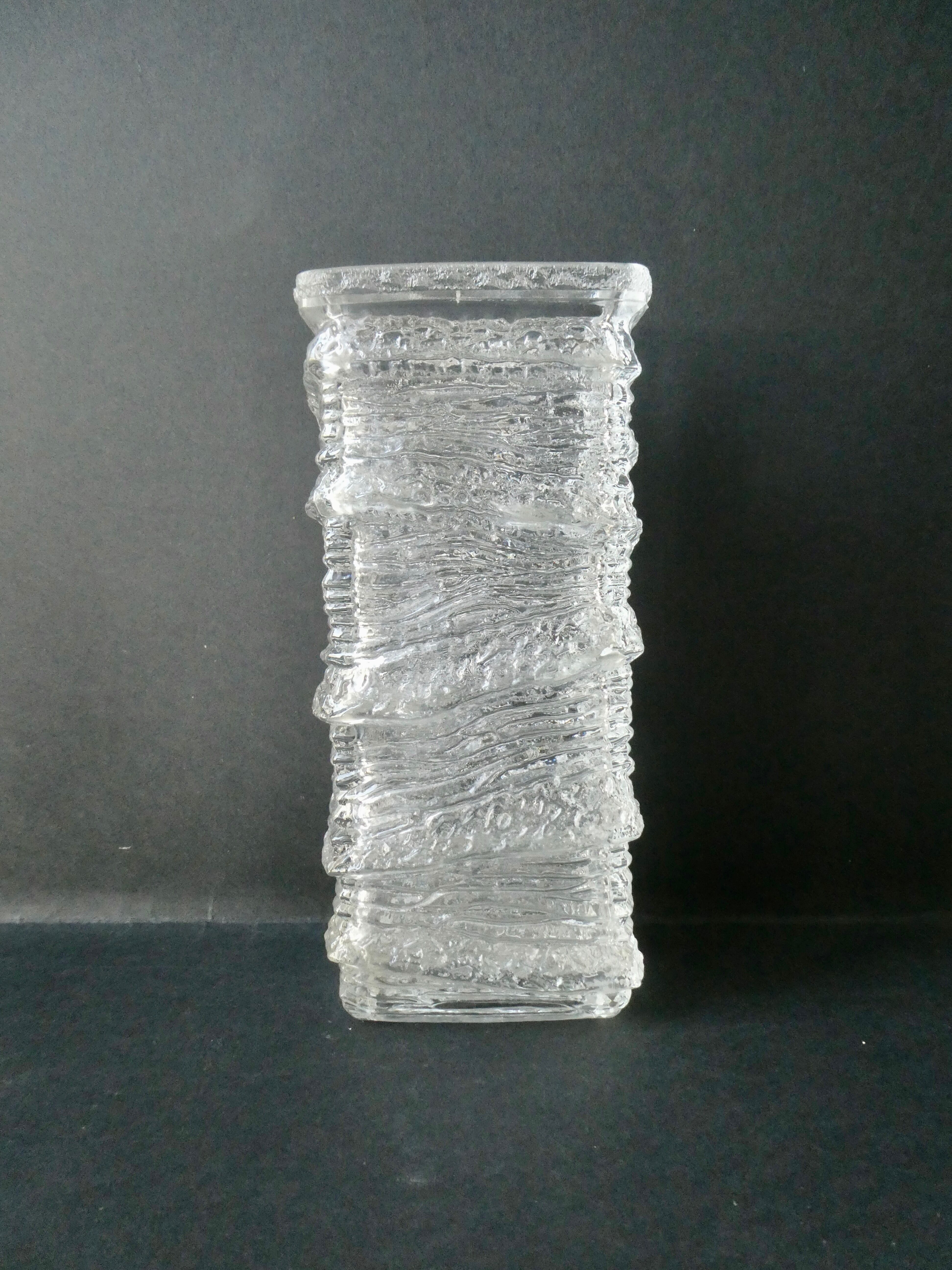 Frosted effect glass vase from the 70s