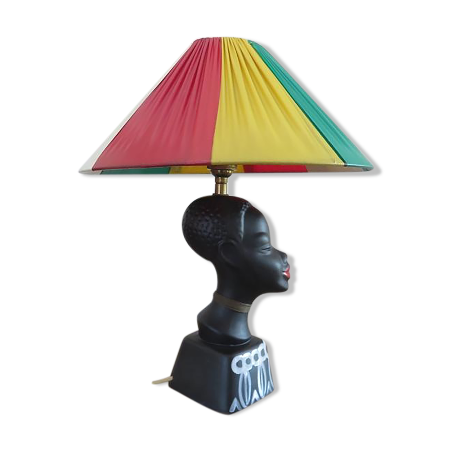 "African woman" lamp in matte black ceramic, 1950s-60s
