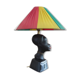 "African woman" lamp in matte black ceramic, 1950s-60s