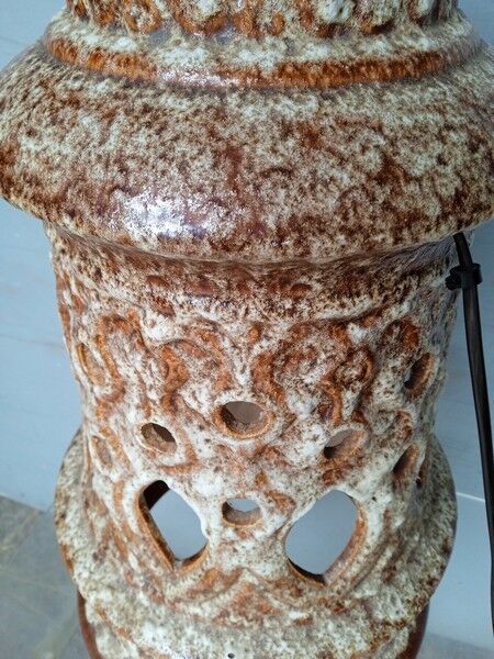 Large foot of openwork ceramic lamp ep 1960
