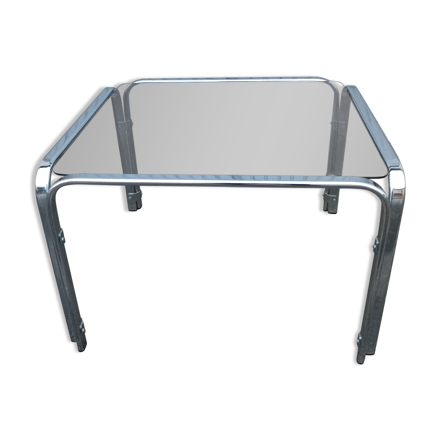 Vintage chrome coffee table and smoked glass