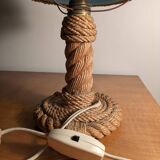 Vintage 1960s rope and opaline desk lamp