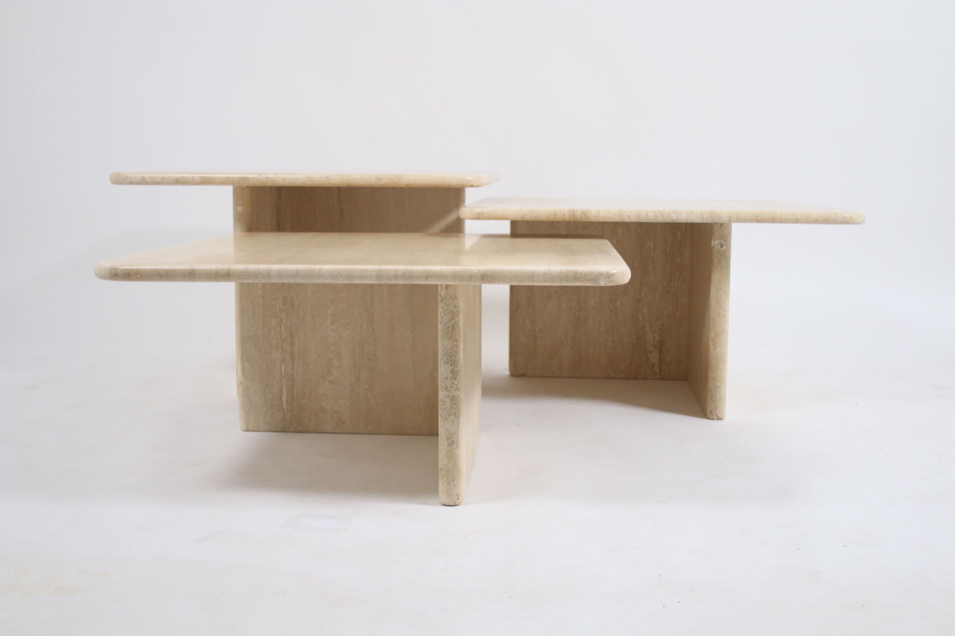 French travertine marble table set 1960