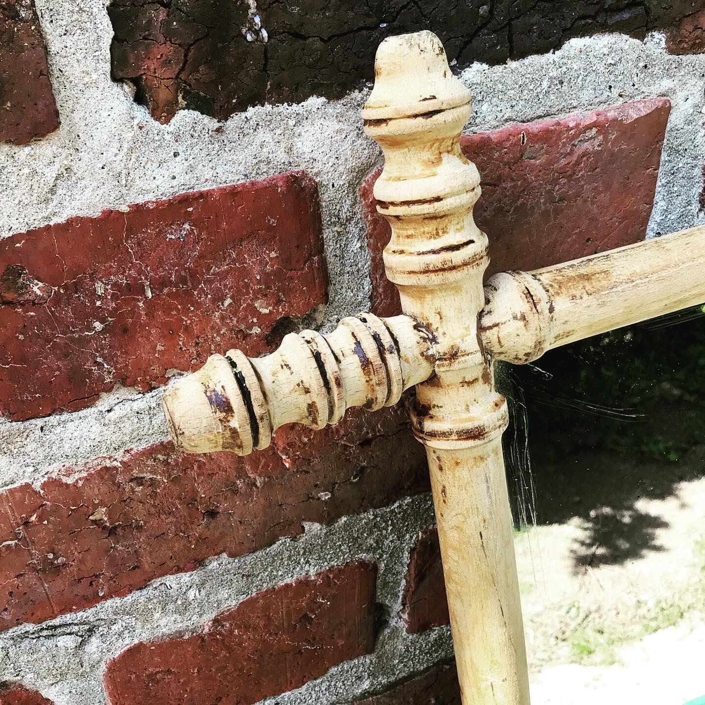 Old mirror in raw wood