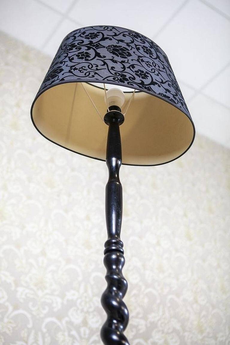 Early 20th Century Floor Lamp with Floral Fabric Shade, 1950s